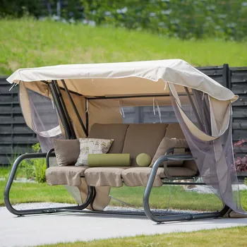 Zahradní houpačka Venezia Lux s moskytiérou, polštářky a bočními stolky D022-04EB PATIO 461116
