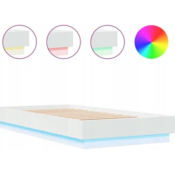 Postel Rám postele s RGB LED podsvícením, bílý, 193 x 78 x 23 cm
