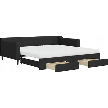 Pohovka Rozkládací lehátko-pohovka černá 223 x 110 x 67 cm, 2 matrace 100 x 200 cm