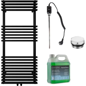 Radiátor CERANO - Koupelnový elektrický radiátorový set Luigi - 600W - černá matná - 1200x500 mm