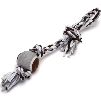 Hračka pro psa Bavlněné lano s míčkem Nobleza 45 cm - 3 barvy Barva: Hnědá