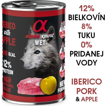 Krmivo pro psa Alpha Spirit Dog Wet - Iberico Pork & Yellow Apple 400g