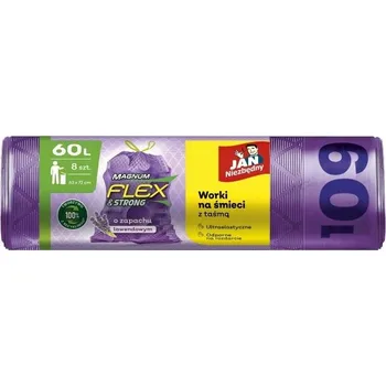 Pytle na odpadky Jan Niezbędny Magnum Flex Strong Pytle na odpadky se stahovací páskou 8 ks 60 l LEVANDULE