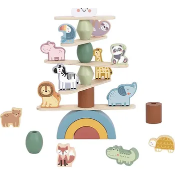 Dřevěná hračka Dřevěná balanční věž se zvířátky