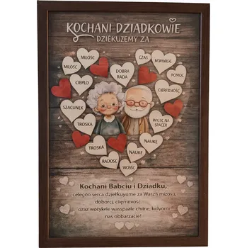 Obraz Poděkování rámeček pro babičku a dědečka. Dárek k svátku babičky a dědečka