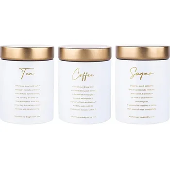 Dóza na potraviny Dózy a nádoby do kuchyně na Káva, Čaj a Cukr, sada 3 ks