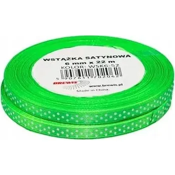 Stuha SATÉNOVÁ STUHA S PUNTÍKY SVĚTLE ZELENÁ 6MMX22M 2KS