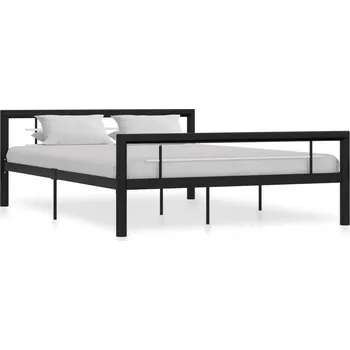 Postel Kovový rám postele 140x200 cm, černo-bílý, rozměry 212x147,5x65,5 cm