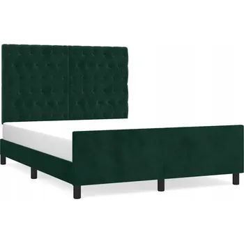 Postel Rám postele s čelem, sametový tmavě zelený, 193 x 146 x 118/128 cm