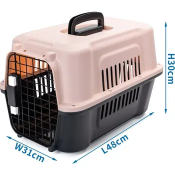 přepravka pro zvíře Nobleza plastová přepravka Airline Iron 48 x 31 x 30 cm - růžová