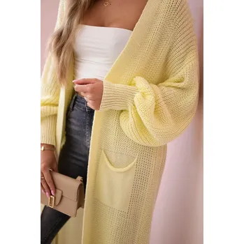 Dámský svetr Svetr dlouhý kardigan žlutý UNI