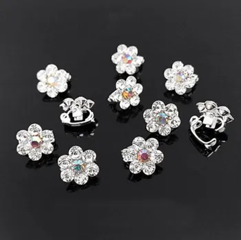 Souprava šperků B-TOP Mini sponky do vlasů Krystalový Květ 10 ks Druh barvy: Stříbrná