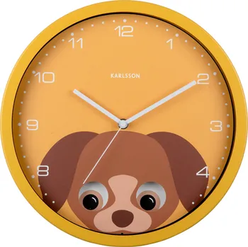 Hodiny Karlsson, Nástěnné hodiny Peekaboo Dog, žluté - Formadore