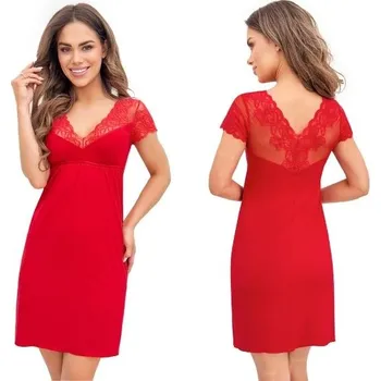 Dámská noční košile Donna noční košile Ivana červená Barva: Červená, Velikost: XXL