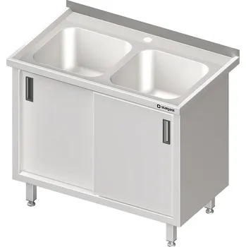 Dětský stůl STALGAST Stůl s dvoukomorovým dřezem, posuvné dveře 1000x600x850 mm | STALGAST, 980896100