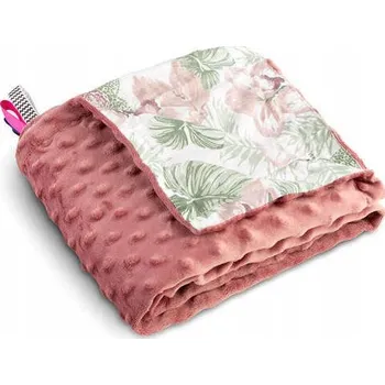 Dětská deka Lehká deka minky 75 x 100 retro RŮŽOVÁ palmy