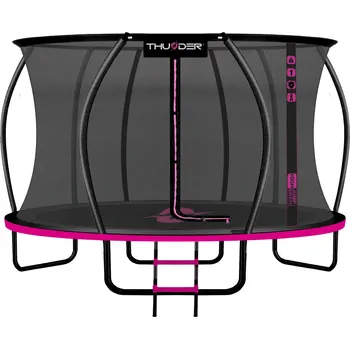 Trampolína THUNDER Zahradní trampolína pro děti se sítí THUNDER INSIDE ULTRA 12FT 366 cm RŮŽOVÁ