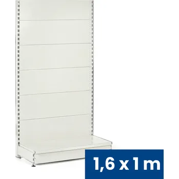 Prodejní regál Prodejní regál jednostranný, perfo stěny, 1600 x 1000 x 450 mm, základní, bílá
