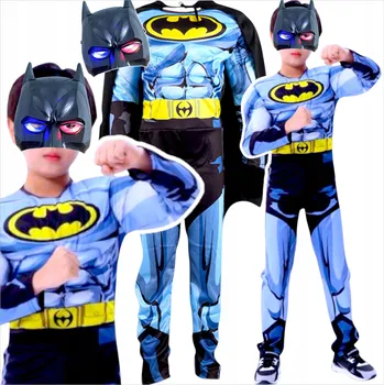 Karnevalový kostým KOSTÝM BATMAN KOSTÝM PŘEVLEK NA PLES SILNÝ SVALNATÝ S MASKOU LED