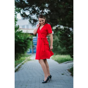 Dámské šaty Kulišárny Úpletové zavinovací šaty s kolovou sukní RED VELIKOST: 36-38