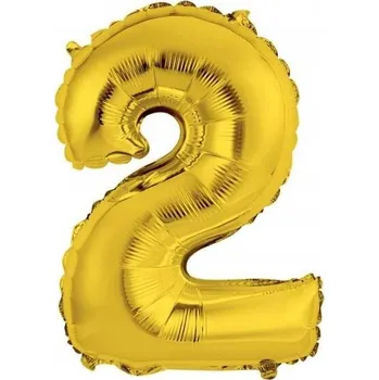 Balónek Balónek číslice 2 fóliový zlatý 35 cm 1 Ks