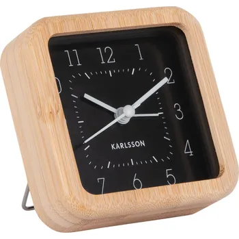 Budík Karlsson, Budík Neat Bamboo, čtvercový, černý - Formadore