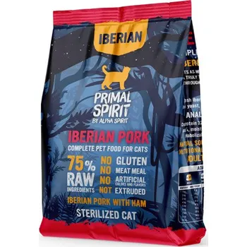 Krmivo pro kočku Alpha Spirit Primal Spirit Iberian Sterilized Cat 75% Pork with Ham 1kg