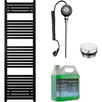 Radiátor CERANO - Koupelnový elektrický radiátorový set Donovan - WIFI - 300W - černá matná - 1600x500 mm