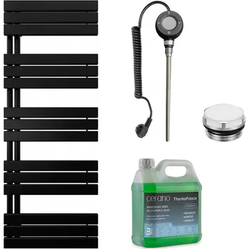 Radiátor CERANO - Koupelnový elektrický radiátorový set Theo - L/P - WIFI - 900W - černá matná - 1600x500 mm