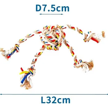 Hračka pro psa Bavlněné lano s míčkem a 4 uzly Nobleza - 32 cm (béžové)