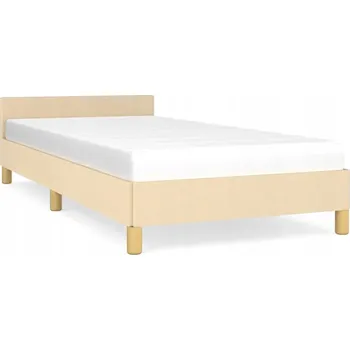 Postel Rám postele s čelem, krémová, látka, 207x83x50 cm