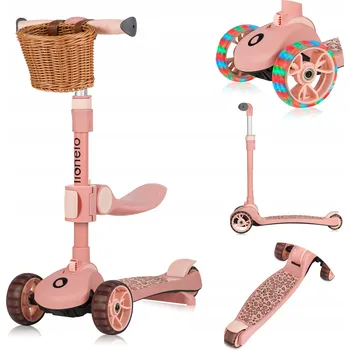 Koloběžka Tříkolová koloběžka Lionelo růžová se sedátkem, skládací