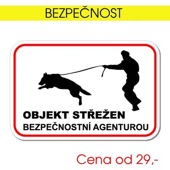 Domovní cedule objekt střežen 1 - samolepka / 7,5x5 cm