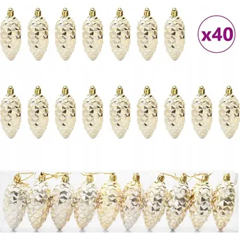 Vánoční ozdoba vidaXL Vánoční koule z borových šišek 40 pcs Zlatá Plast [42018892]