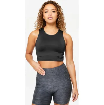 Pánské tričko DOMYOS Dámské fitness tílko Crop top M ČERNÁ