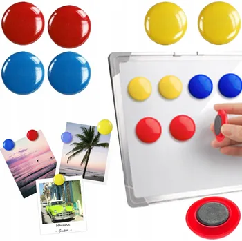 Dekorativní magnet Barevné kulaté magnety na lednici, tabuli, 30 mm, 6 ks