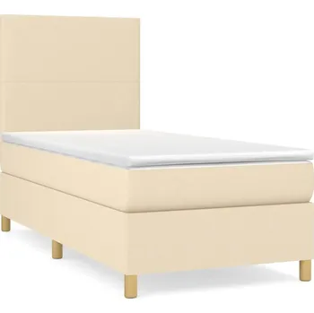 Postel Kontinentální postel krémová 203 x 80 x 118/128 cm s matrací 80 x 200 x 20