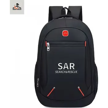 Městský batoh SAR – Search & Rescue batoh (28×13×40 cm), černý, lehký městský/terenní batoh s více kapsami