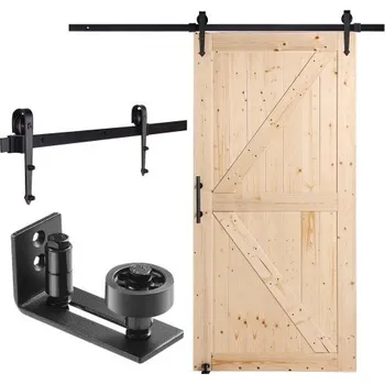 Interiérové dveře Sada dveří a kování VEVOR pro stodolu, dřevěné posuvné dveře do stodoly 42" x 84", hladce a tiše se otevírající, sada dveří do stodoly s podlahovým vedením a klikou 8 v 1, obložená deska ze smrkového dřeva, snadná instalace