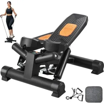 Kardio stroj VEVOR Stair Stepper, mini stepper pro cvičení doma, hydraulický fitness twist stepper s odporovými pásy, kardio vybavení pro cvičení celého těla, schodolez s LCD monitorem, nosnost 160 kg