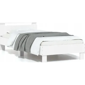 Postel Rám postele s opěrkou hlavy, materiál na bázi dřeva, bílá barva, 203x95x70 cm