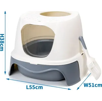 Toaleta pro kočku Toaleta s výsuvným dnem pro kočky Nobleza Big Space - šedá