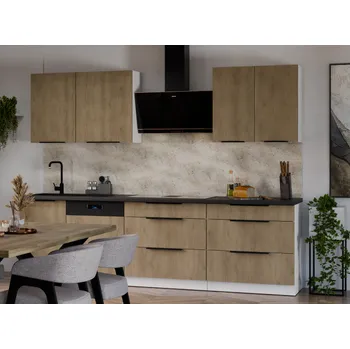 Kuchyňská linka Kuchyňská linka Cremona, sestava F 2, 270 cm, 7 skříněk, dub cremona/bílá matná