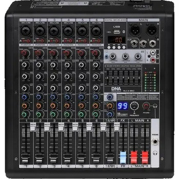 Mixážní pult DNA HLC 6 MK2 analogový mixážní pult 6 kanálů USB MP3 Bluetooth Phantom DSP