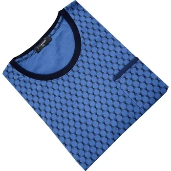 Pánská noční košile Pánská bavlněná noční košile s krátkým rukávem C-lemon - AL2326-O Barva: Modrá, Velikost: 5XL