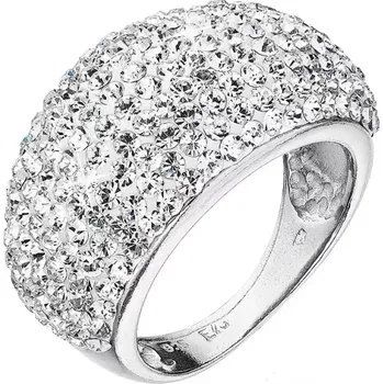 Prsten Stříbrný prsten velký s krystaly Preciosa bílý 35028.1 crystal