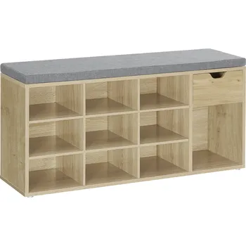 Botník s lavicí s šedým sedákem a zásuvkou TAYLOR ARTISAN 104x30x48 cm, bílý