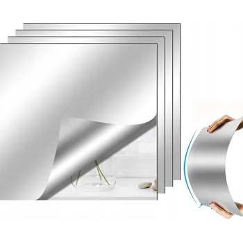 Zrcadlo 4 KUSY SAMOLEPICÍCH ZRCADLOVÝCH SAMOLEPKY ZRCADLO NALEPovací PŘILEPOVACÍ PANELY