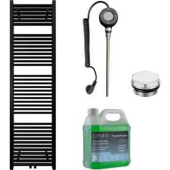 Radiátor CERANO - Koupelnový elektrický radiátorový set Lincoln - WIFI - 600W - černá matná - 1800x500 mm