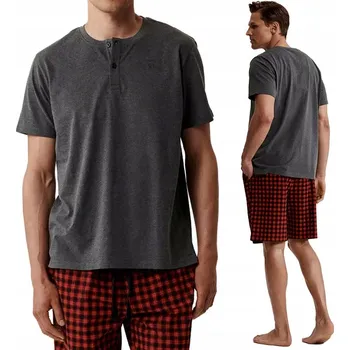 Pánské pyžamo Pánské bavlněné pyžamo souprava Tričko + Kraťasy ATLANTIC NMP-397 - L